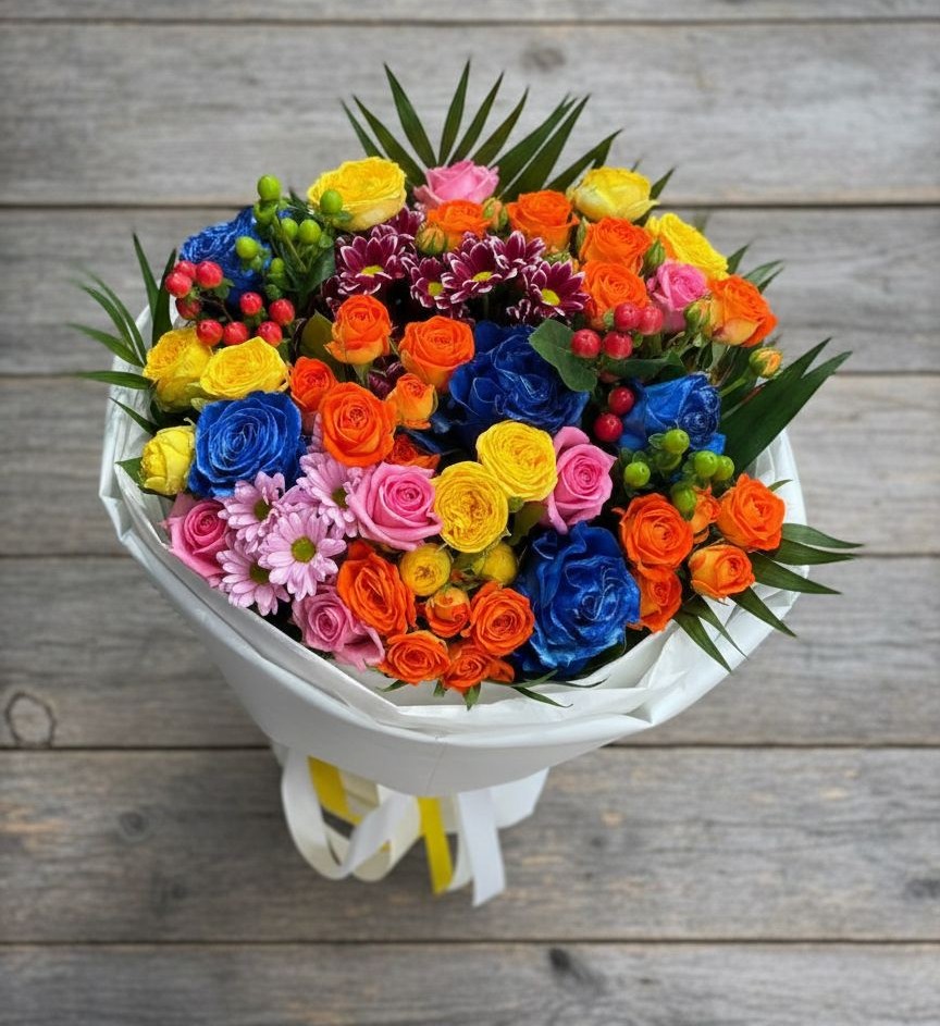 Букет цветов из: Розы и Хризантемы в Октябрьском Ульяновской области