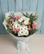 Букет цветов из:  Розы, Лизиантусы и Хризантемы в Октябрьском Ульяновской области
