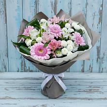 Букет цветов из:  Герберы, Альстромерии и Хризантемы в Октябрьском Ульяновской области