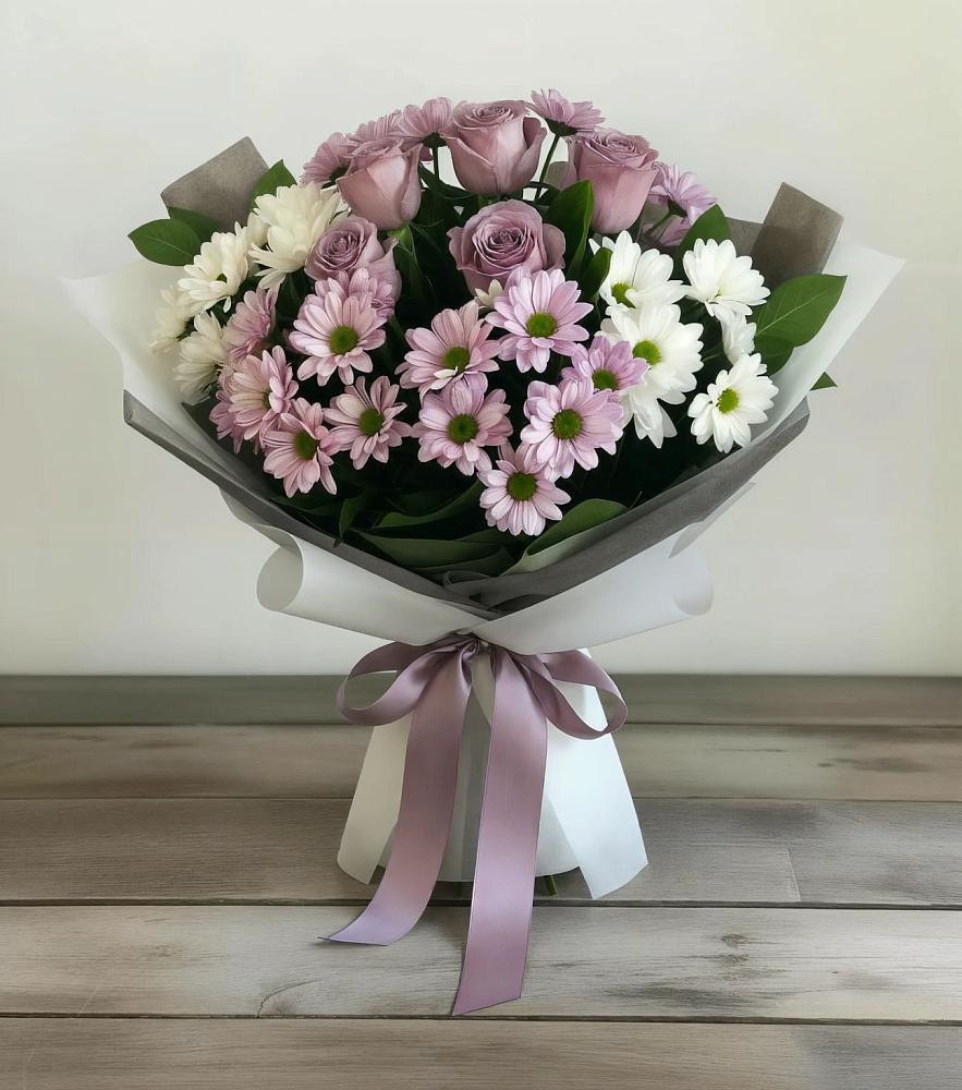 Букет цветов из: Хризантемы и Розы в Октябрьском Ульяновской области