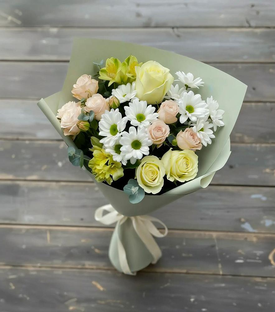 Букет цветов из: Альстромерии, Розы и Хризантемы в Октябрьском Ульяновской области