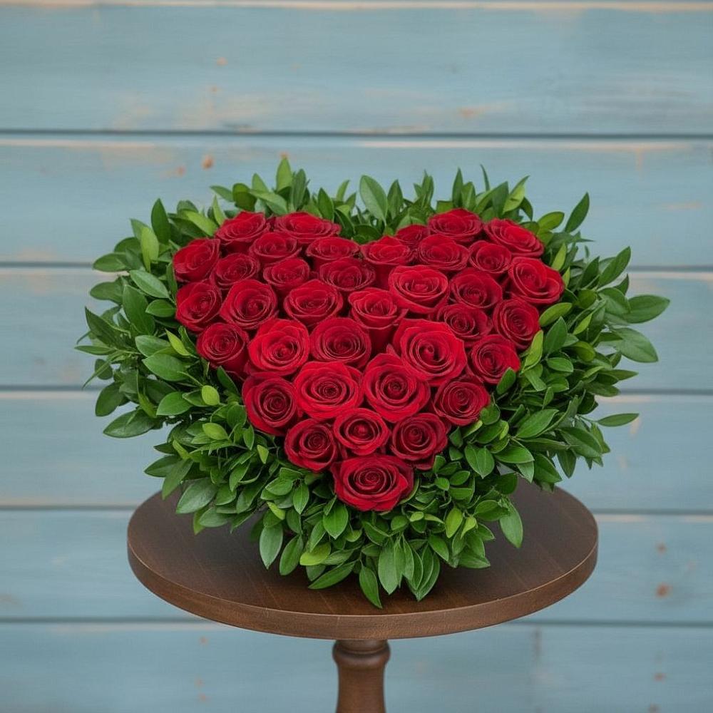 Цветочная композиция из Розы в виде сердца в Октябрьском Ульяновской области