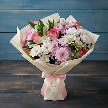 Букет цветов из:  Хризантемы, Альстромерии и Розы в Октябрьском Ульяновской области