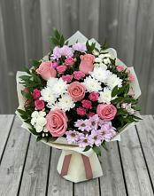 Букет цветов из:  Альстромерии, Гвоздики, Розы и Хризантемы #REPLACE_PRED# Октябрьском Ульяновской области