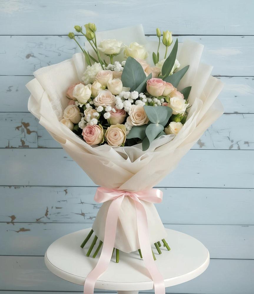 Букет цветов из: Розы и Лизиантусы в Октябрьском Ульяновской области