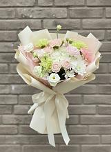 Букет цветов из:  Гвоздики, Розы, Лизиантусы и Хризантемы в Октябрьском Ульяновской области