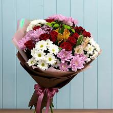 Букет цветов из:  Розы, Хризантемы и Альстромерии #REPLACE_PRED# Октябрьском Ульяновской области