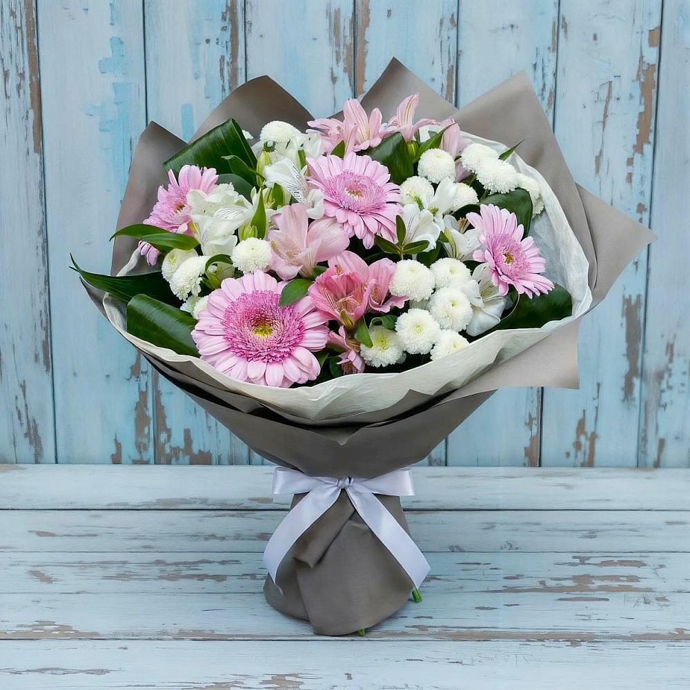 Букет цветов из: Герберы, Альстромерии и Хризантемы в Октябрьском Ульяновской области