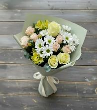 Букет цветов из:  Альстромерии, Розы и Хризантемы в Октябрьском Ульяновской области
